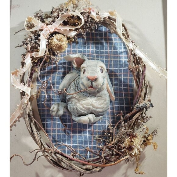 Vintage Anna Moncrief Collection Bunny Rabbit Framed 3D Art - Picture 3 of 7
